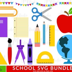 Pacote SVG de volta às aulas, professor Svg, monograma svg, ônibus escolar svg, livro, 100º dias de aula, arquivos infantis cortados para Cricut, silhueta, PNG