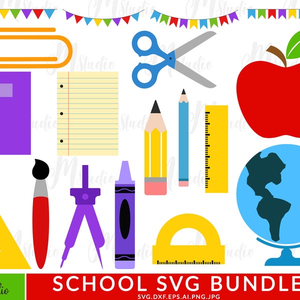 Back To School SVG Bundle, Teacher Svg, monogram svg, school bus svg, Book, 100th days of school, Kids Cut Files for Cricut, Silhouette, PNG