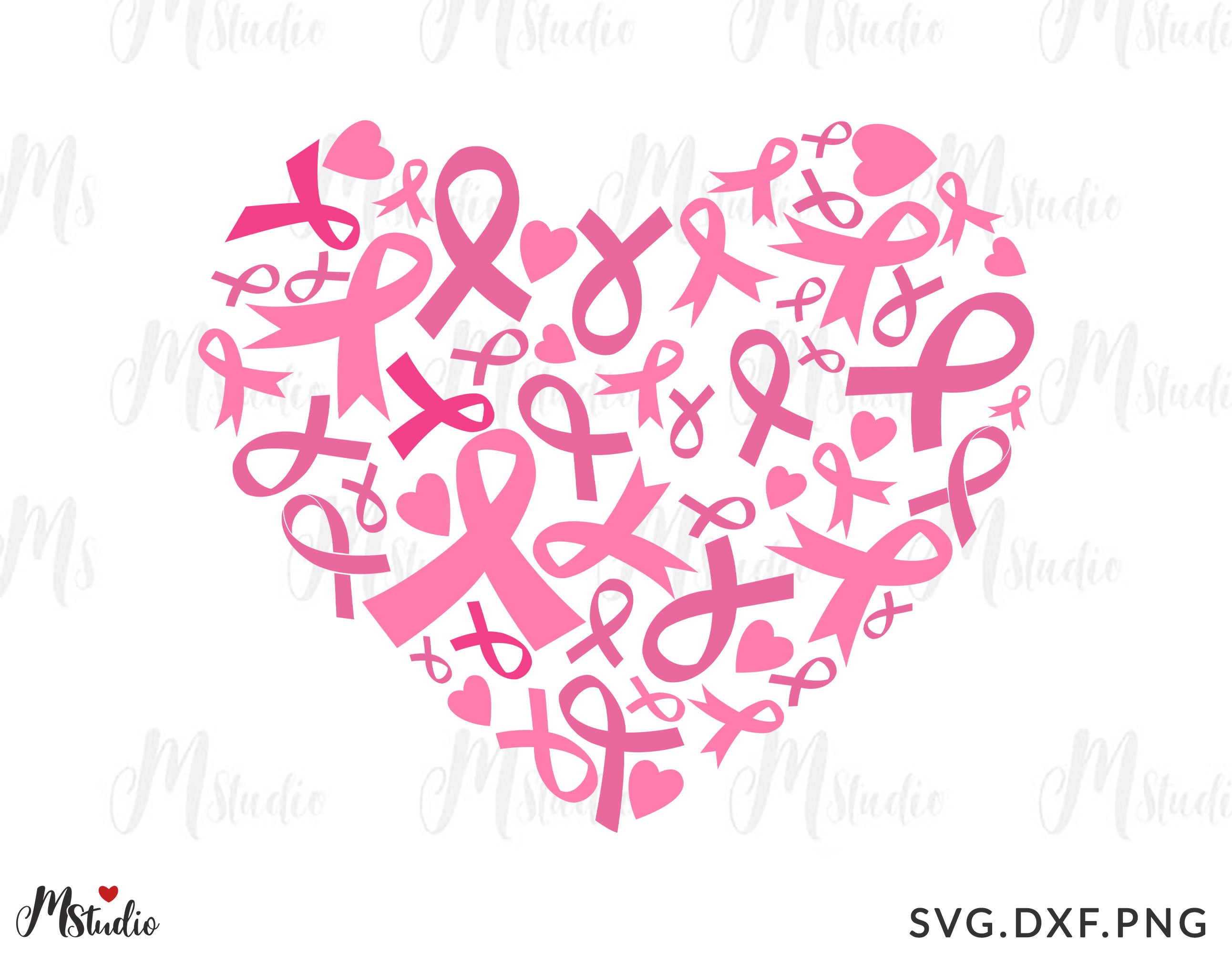 Pink ribbon made of objects, Breast cancer awareness - free svg file for  members - SVG Heart