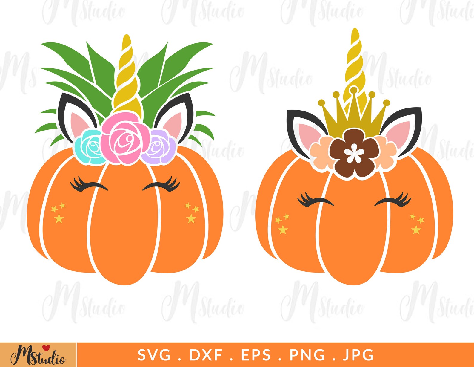Pumpkin Unicorn svg Autumn svg Pumpkin With Flowers Pumpkin | Etsy
