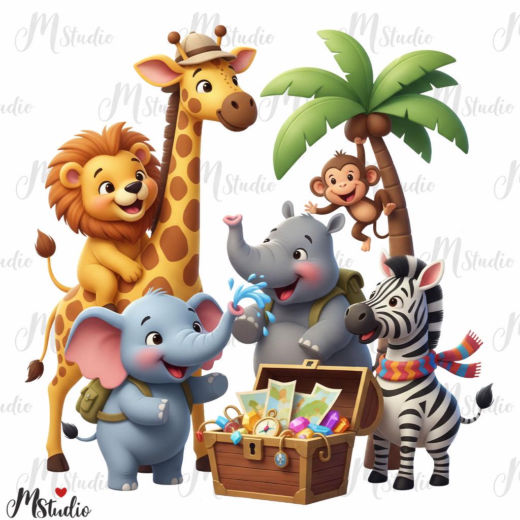 Safari Animals Clipart Bundle, 20 Jungle Nursery,cute Safari, Jungle ...