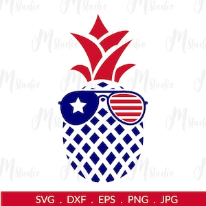 4 juli Svg, ananas svg, ananas usa 4 juli svg, bril svg, Patriot svg, Fourth of July SVG, Cricut silhouet