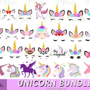 unicorn bundle svg, bundle svg, unicorn horn, unicorn clipart, unicorn face svg, unicorn svg file.