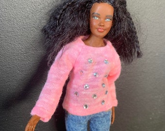 PINK BLOUSE for Phicen and Heidi Ott doll, miniatures, 112 scale, sewn, handmade