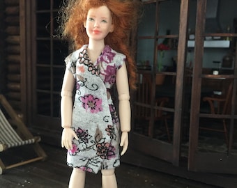 SUMMER DRESS for Heidi Ott doll, miniatures, 112 scale, sewn, handmade