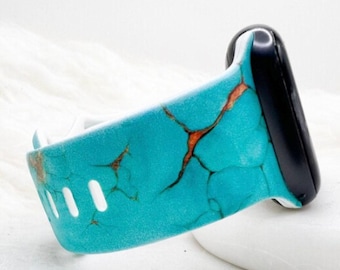 Turquoise & Gold Watch Band compatible with Apple Watch Fitbit Samsung