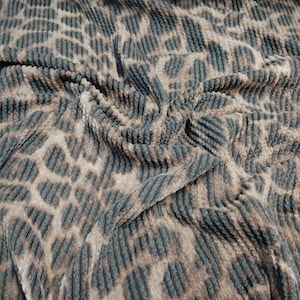 NEW PRINT! Animal Leopard Cheetah Texture Street  Rib Wave Knit Spandex Fabric By The Yard Urban Rib Cable Knit Spandex Texture Knit