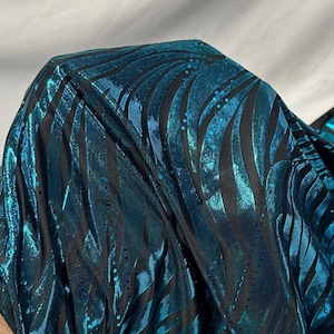 Foil Sequins Lurix Venezia 4 Way Flowy Polyester Spandex Knit Fabric By The Yard Dresses, Skirts, Swim Wear, Dance Wear Animal Zebra Print image 5