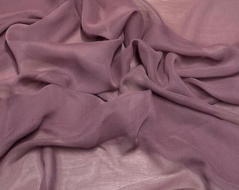 100% Silk Chiffon Solid Silk Fabric By The Yard DK Lavender 45 inch