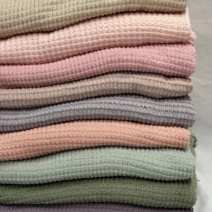 Open Weave Chunky Waffle Sweater Knit Fabric By The Yard | 250GSM Pastel #1