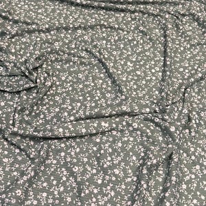 DBP 4x2 Rib Knit Mini Flower Double Brushed Polyester Spandex Vintage Ditsy Floral Monotone Sage Fabric By The Yard