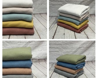 New colors! Soft Pastel Colors Soft Brushed Waffle Sweater Knit Fabric By The Yard Fuzzy Thermal