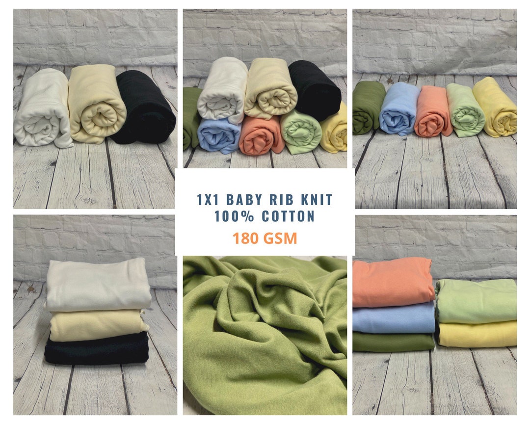 100 Cotton Domestic 1x1 Baby Rib Fabric for Baby Clothes, Onesie