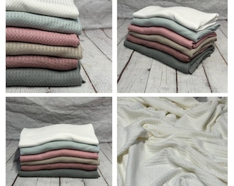 Waffle Sweater Knit Fabric By The Yard Soft Cozy Thermal Knit Baby Clothes, Bows