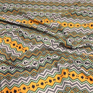 4-vägs stretch blandat tryckt nylon-spandextyg, metervara, trikåbadkläder, bikini, aktiv grön, abstrakta geometriska former, 240 gsm