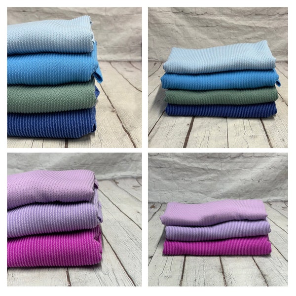 NEW COLORS! Purles Blues Color Rib Wave Knit Spandex Fabric By The Yard Urban Rib Cable Knit Spandex Texture Knit