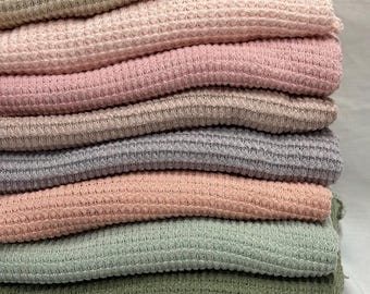 Open Weave Chunky Waffle Sweater Knit Fabric By The Yard | 250GSM Pastel #1