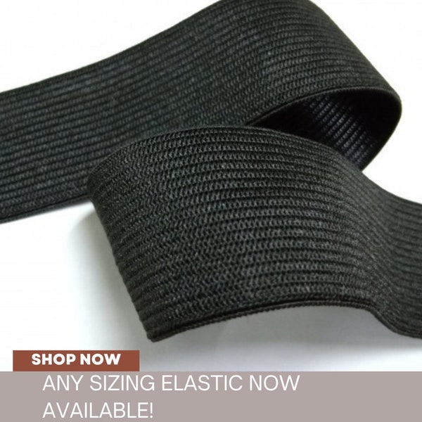 Waist Band Black Flat Elastic Any Sizing Knitted Elastic! In Stock, Great Quality, Made in The USA, Ships Same Day!