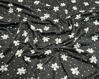 DBP Doble Cepillado Poliéster Spandex DTY Estampado Floral Lunares Negros Estampado cortado a medida