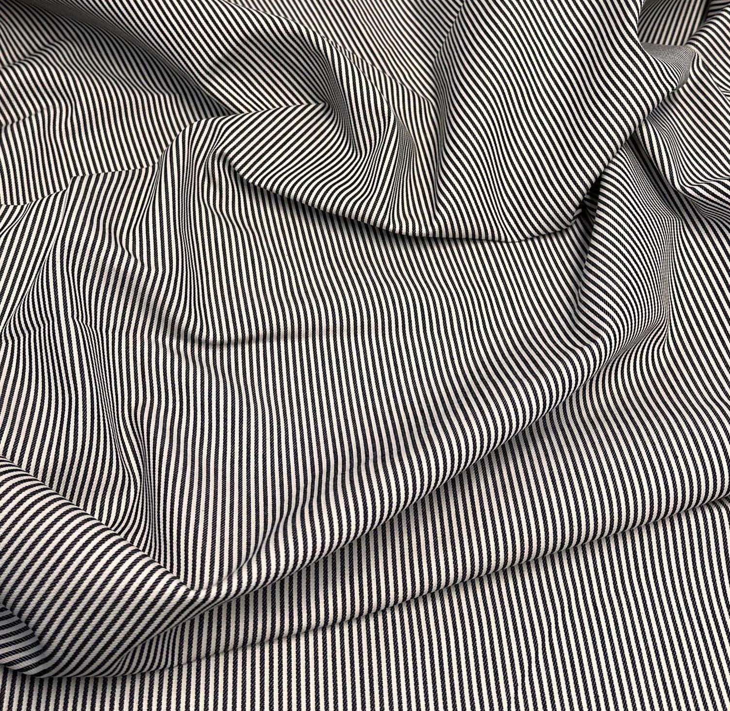 100% Baumwolle Hickory Striped Denim Navy 70 Zoll