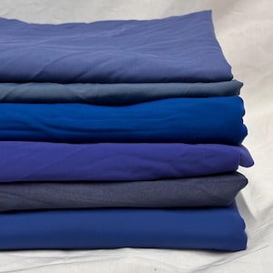 Nylon Spandex Tricot Solid Swimwear Activewear Fabric  By The Yard Denim Blue Shades Hue