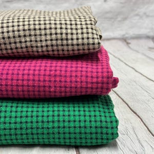 100% Cotton Double Gauze Pre Washed Gingham Small Checkered Mini Plaid