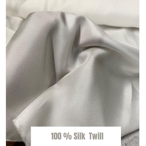 100% Silk Twill Fabric By The Yard Off White 45 inch