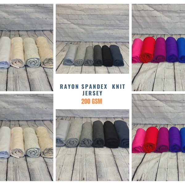 Rayon Spandex Jersey Knit Fabric By The Yard 200GSM Base Colors