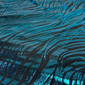 Foil Sequins Lurix Venezia 4 Way Flowy Polyester Spandex Knit Fabric By The Yard Dresses, Skirts, Swim Wear, Dance Wear Animal Zebra Print image 4