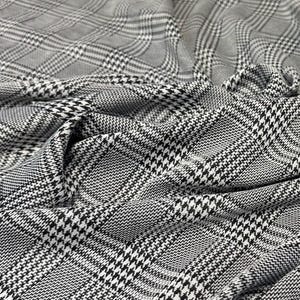 2 Way Stretch Double Knit Houndstooth Polyester Spandex Fabric By The Yard Grey Black