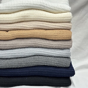 Open Weave Chunky Waffle Sweater Knit Fabric By The Yard | 250GSM Base Colors #2