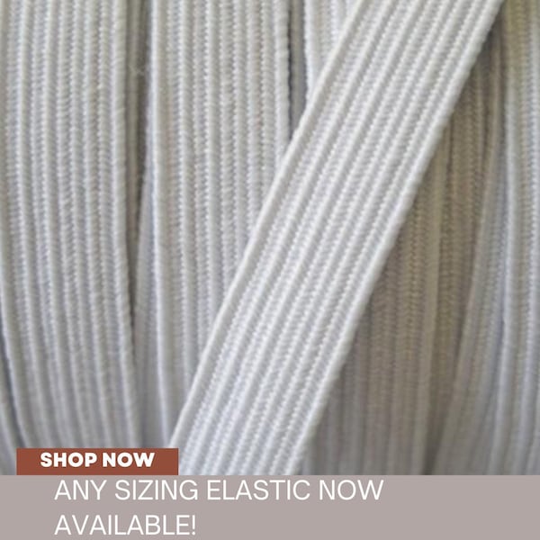 White Elastic Any Sizing Braided Elastic! In Stock, Great Quality, Made in The USA, Ships Same Day!