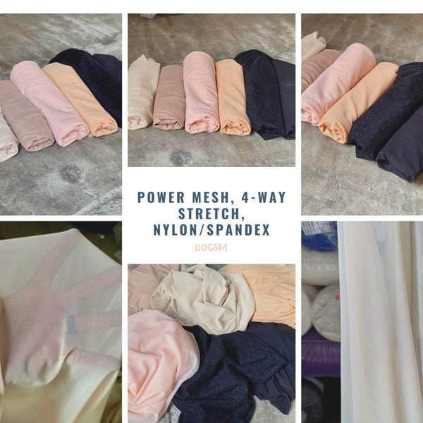 Soft Sheer Power Mesh Net Nylon Spandex 4 Way Stretch for Dance, Gymnastics, Underwear, Stocking, Lingerie, Intimates Fabric By The Yard