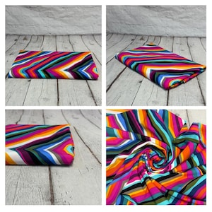 4 Way Stretch Print Nylon Spandex Fabric By The Yard Tricot Swim Wear Bikini Active Wear Multi Color Cheveron Stripe Geometric