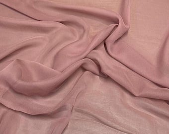 100% Silk Chiffon Solid Silk Fabric By The Yard Mauve 45 inch
