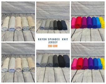 Rayon Spandex Jersey Knit Fabric By The Yard 200GSM Base Colors