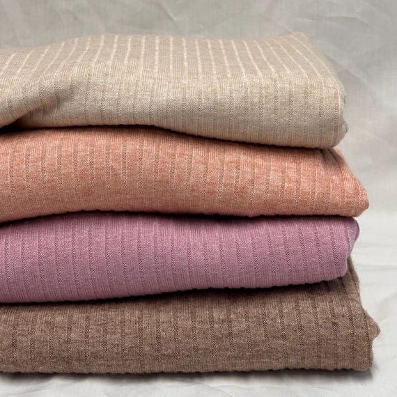Cashmere 5x1 Rib Knit Feel Premium Sweater Knit Fabric By The Yard 250GSM  Open Weave
