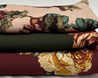 Techno Crepe Scuba Fabric Strech Knit for Dress Pants Blouse Fabric By The Yard Fall Floral Flowers