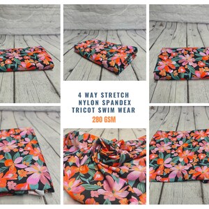 Cherry/ flowers Print on Nylon spandex fabric 4way Stretch. Fabric sol –  ABFabrics16