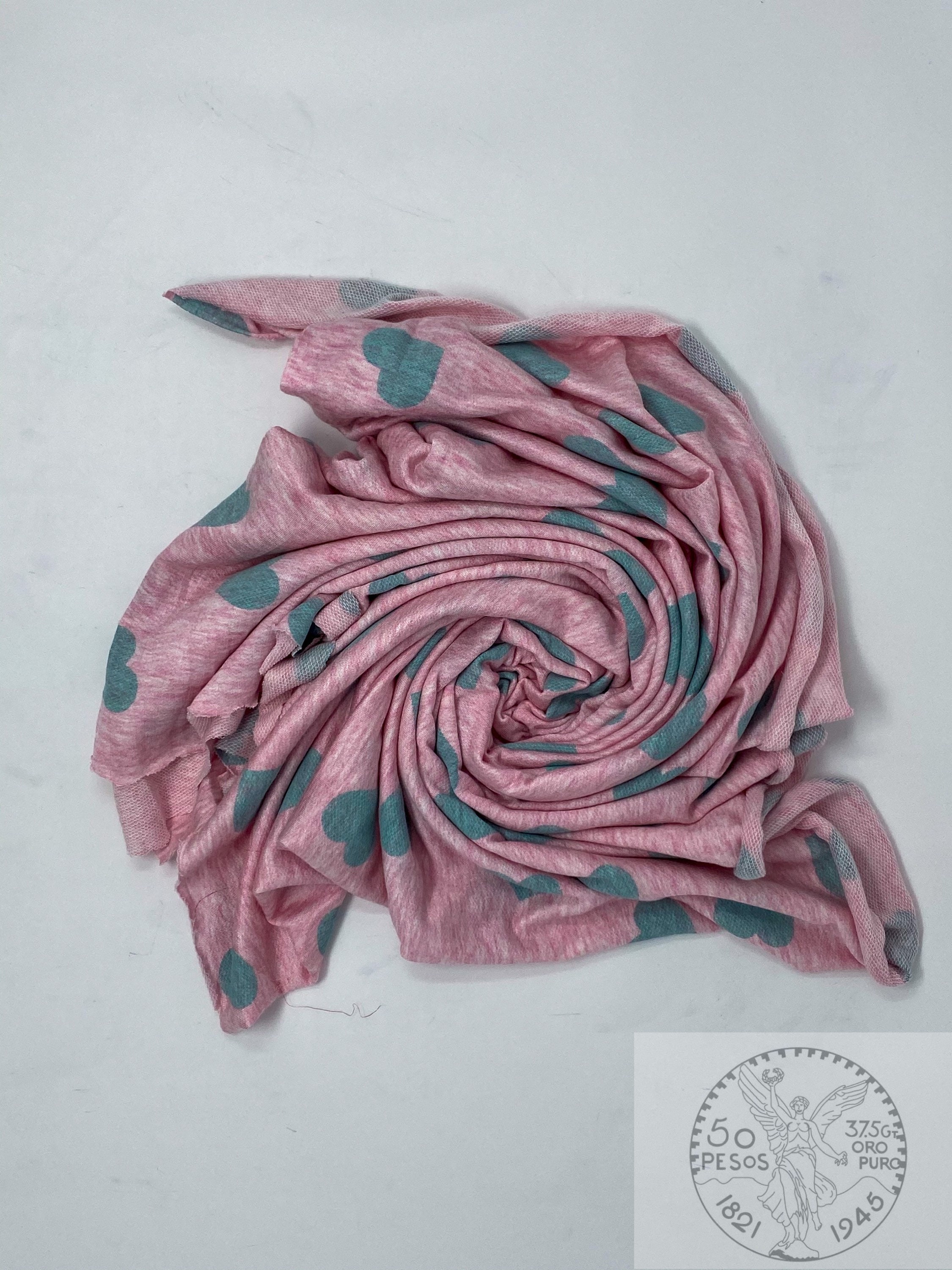 French Terry Hearts Print Fabric By The Yard Boho Etsy