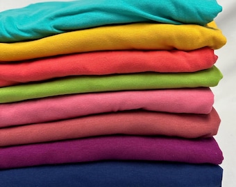 Malha Jersey de Algodão e Elastano Macia com Elasticidade em 4 Direções | Mais Vendido | Tecido por Metro | Cores Vibrantes