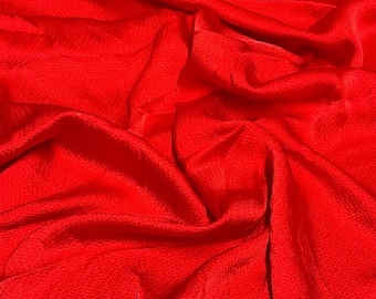 100% Silk Hammered Silk Charmeuse Solid Silk Fabric By The Yard Red 52 inch