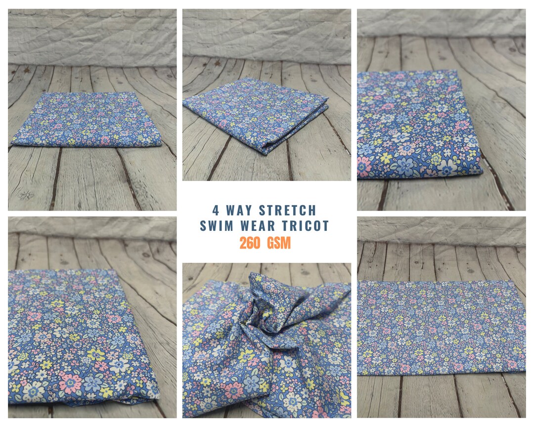 4 Way Stretch Print Nylon Spandex Fabric by the Yard Tricot Swim Wear Bikini Active Wear Mini ...