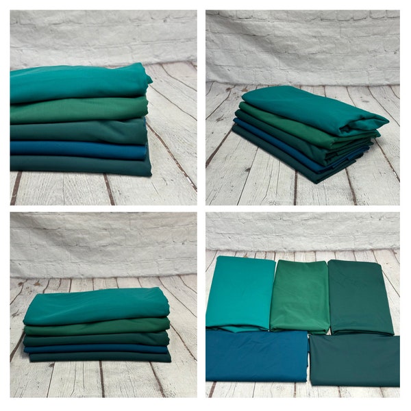 Nylon Spandex Tricot Solid Swimwear Activewear Fabric  By The Yard  Blue/Green Color Hue