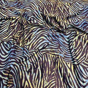4 Way Stretch Print Nylon Spandex Fabric By The Yard Tricot Swim Wear Bikini Active Wear Zebra Animal Print Multi Color Blue Green