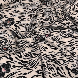 4 Way Stretch Print Nylon Spandex Fabric By The Yard Tricot Swim Wear Bikini Active Wear Cream Cheetah Rose Zebra Animal  Print 280 GSM