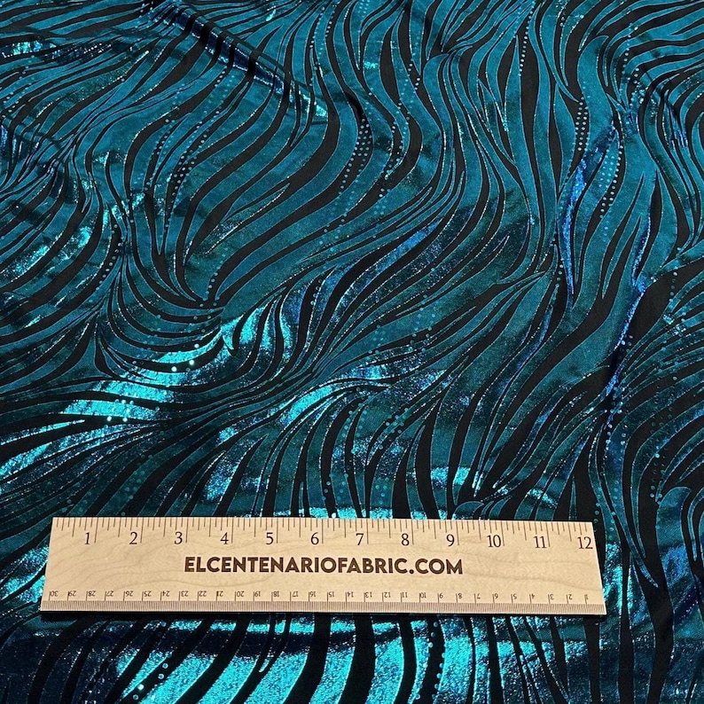 Foil Sequins Lurix Venezia 4 Way Flowy Polyester Spandex Knit Fabric By The Yard Dresses, Skirts, Swim Wear, Dance Wear Animal Zebra Print image 3