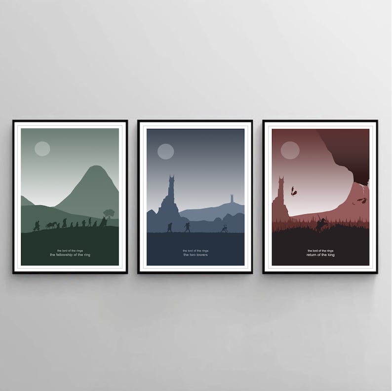 The Lord of the Rings Poster, Minimal Movie Print, Fellowship of the