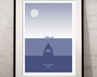 Vintage Jaws und Spielberg Prints Set Retro Film Dekor Bundle für Zuhause - E.T Jurassic Park Poser Collection Klassische Filmkunst Minimal Film