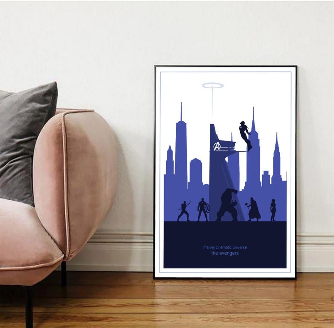 The Avengers Movie Poster Marvel Cinematic Universe Print Set Retro Sci ...